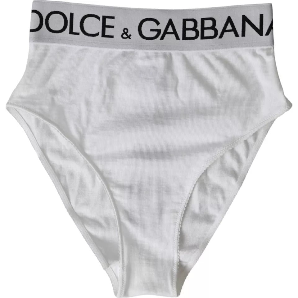 Dolce & Gabbana White Cotton Stretch Branded Logo Underwear