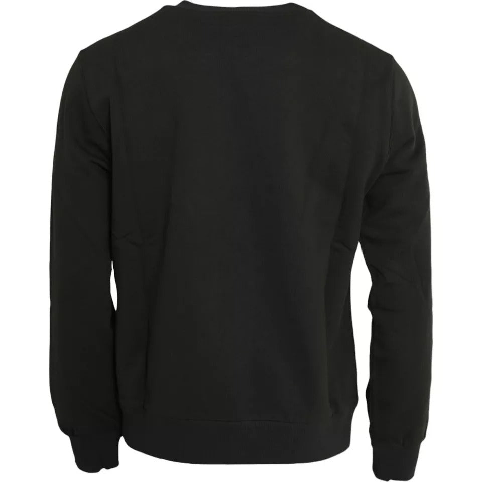 Dolce & Gabbana Green Logo Cotton Crew Neck Pullover Sweater