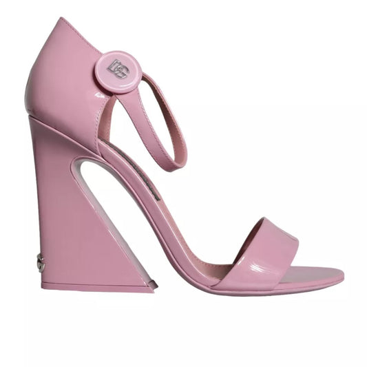 Dolce & Gabbana Pink Patent Leather Ankle Strap Heels Sandals Shoes