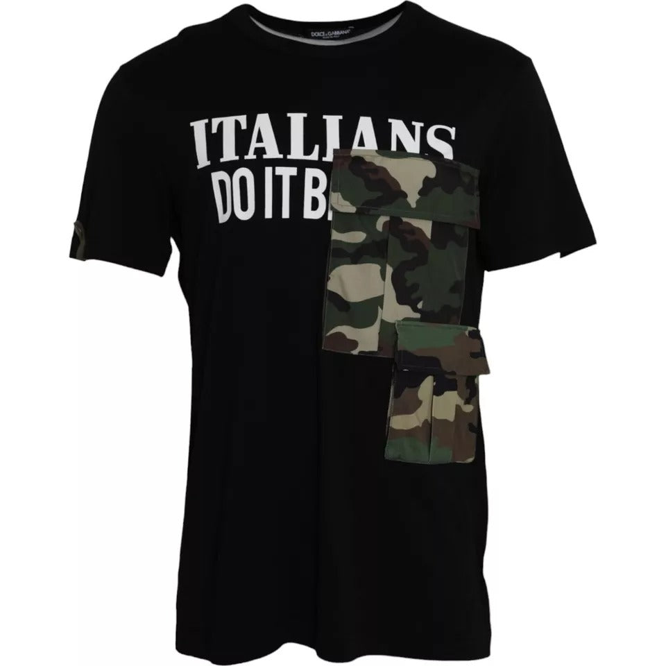 Dolce & Gabbana Black Camouflage Cotton Short Sleeve T-shirt