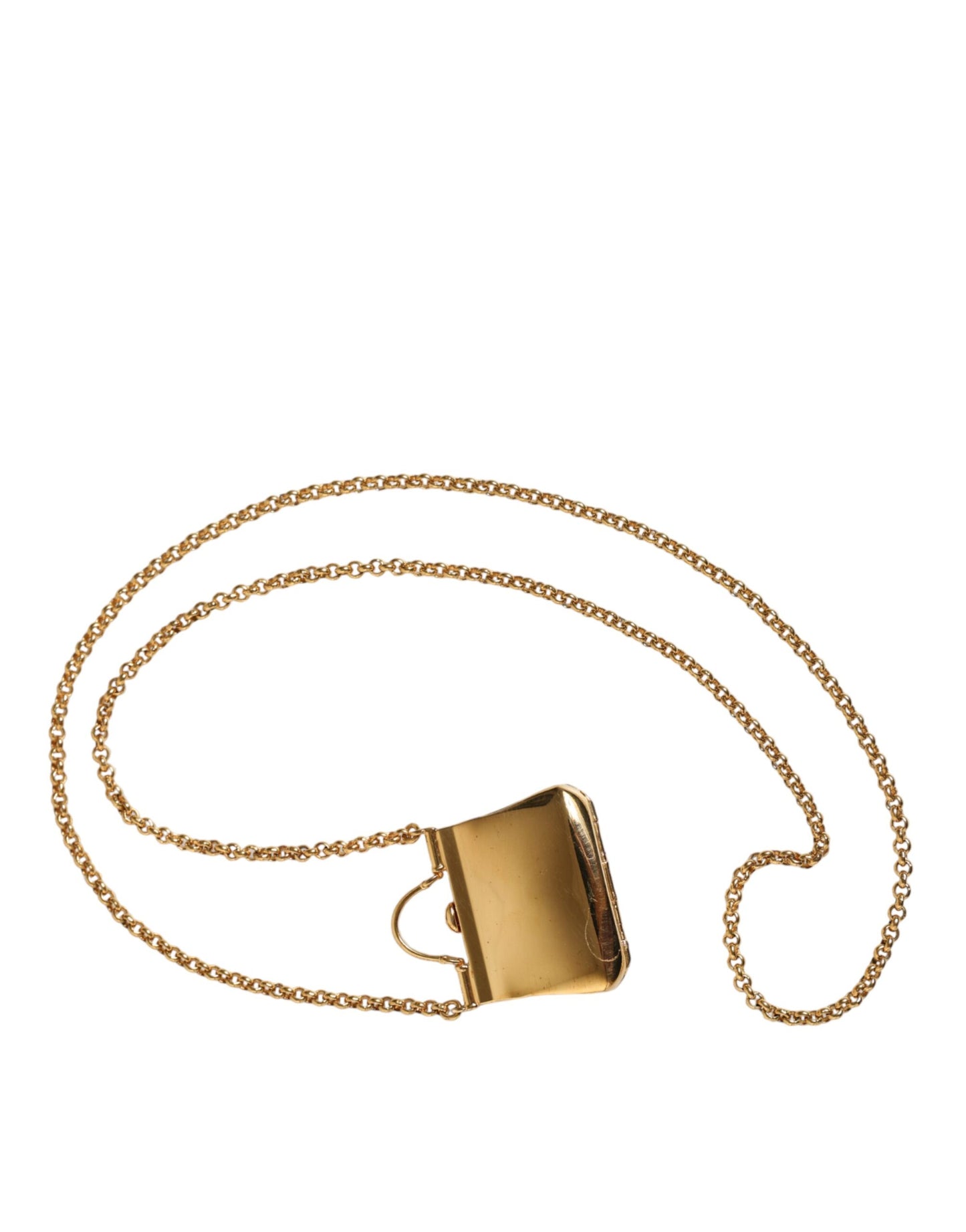 Dolce & Gabbana Gold Brass Chain Sicily Micro Bag Pendant Necklace