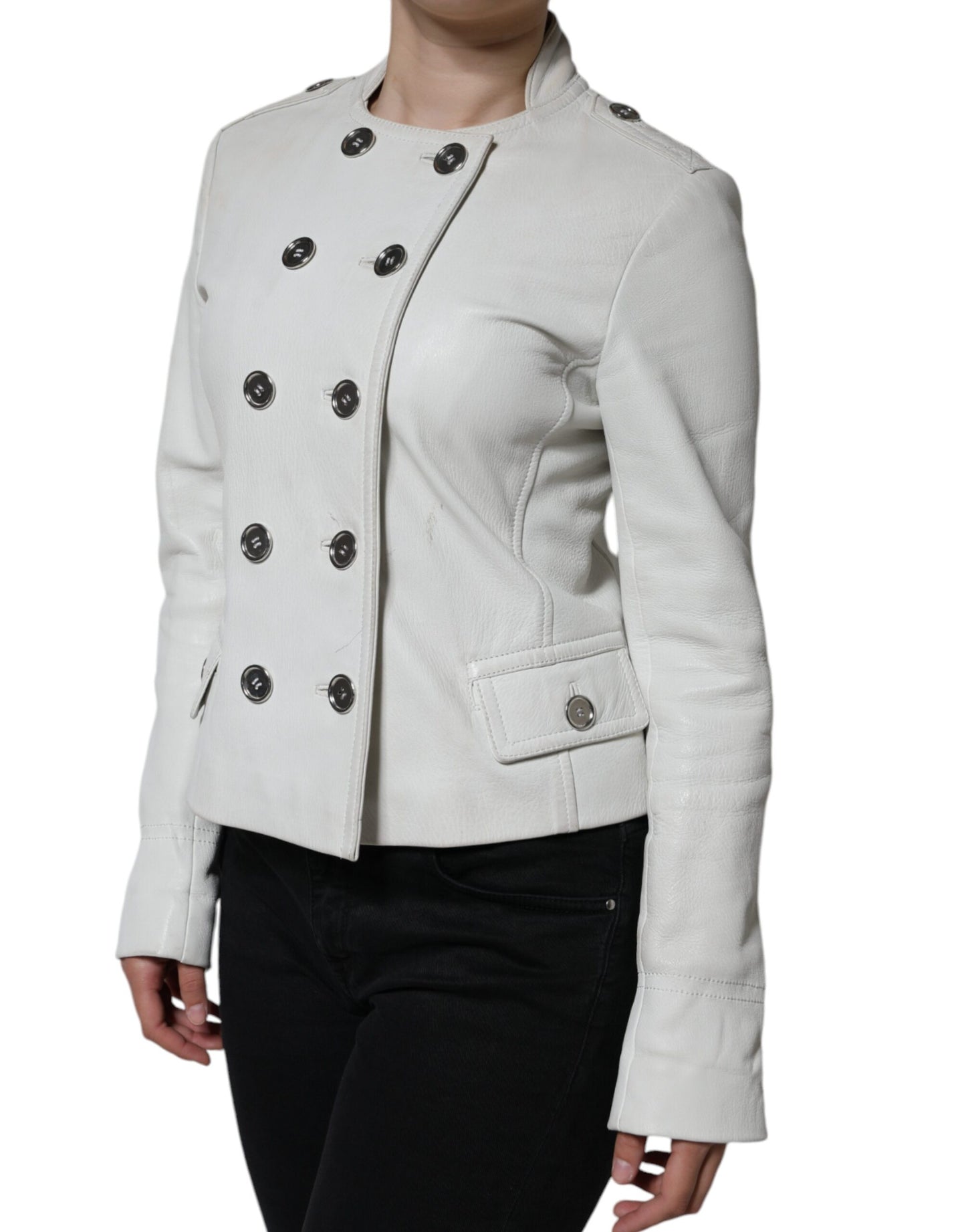 Dolce & Gabbana White Double Breasted Blazer Coat Jacket