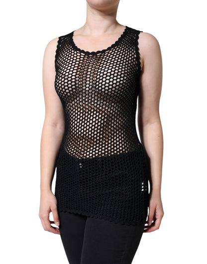 Dolce & Gabbana Black Mesh See Through Sleeveless Tank Top