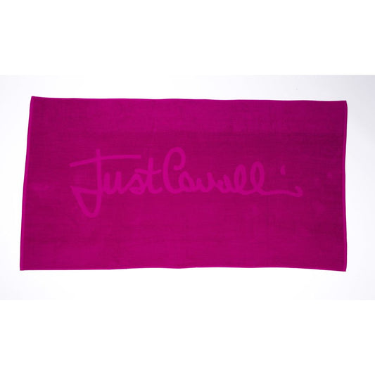 Just Cavalli Fuchsia Cotton Men Beach Towel