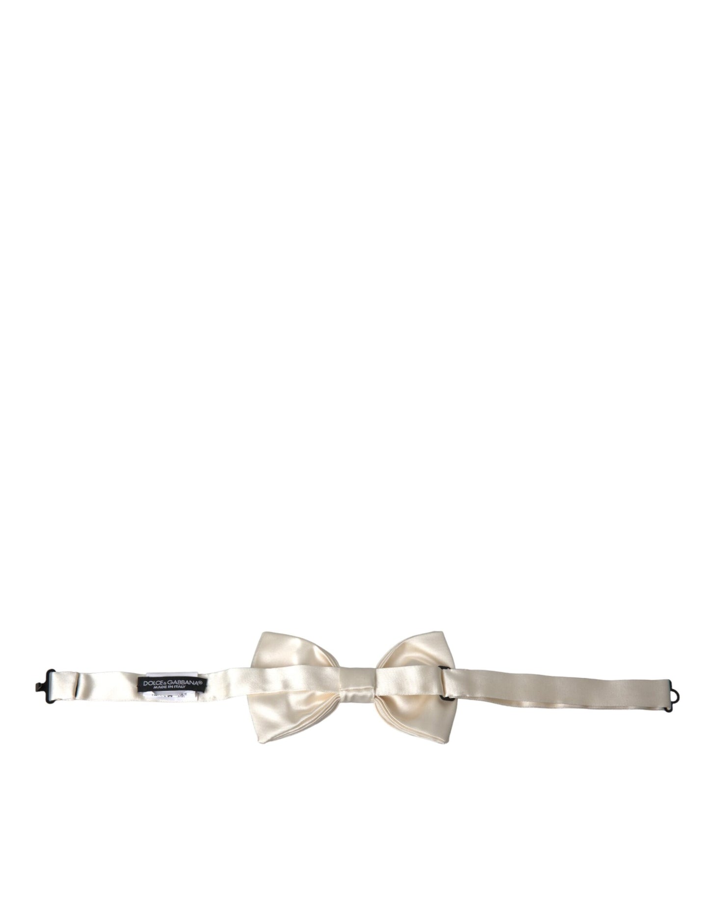 Dolce & Gabbana Off White Silk Adjustable Neck Men Bow Tie