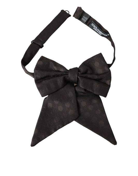 Dolce & Gabbana Brown Ribbon Silk Adjustable Neck Men Bow Tie