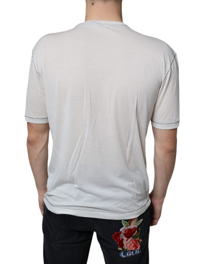 Dolce & Gabbana White Angel Crown Print Crew Neck T-shirt