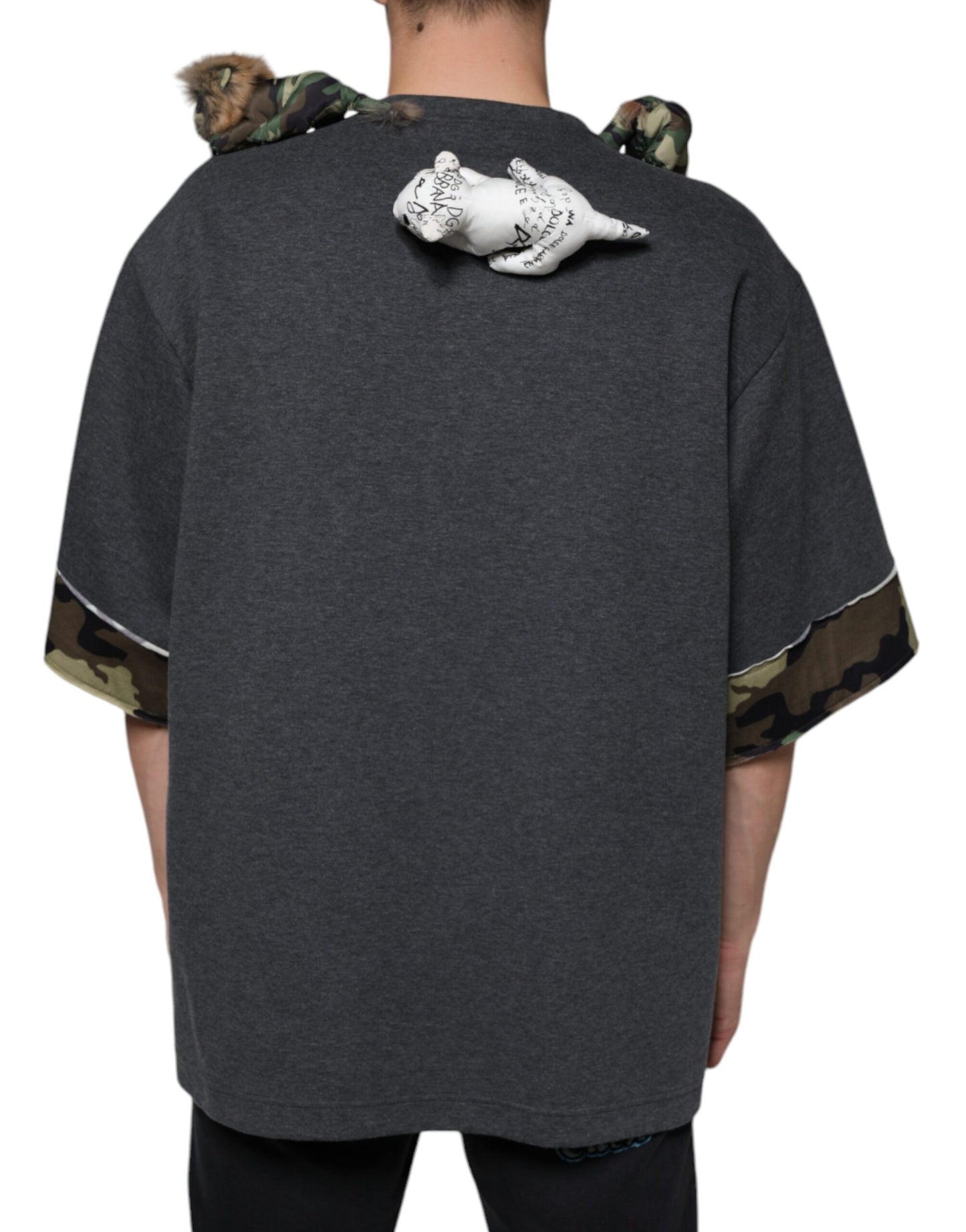 Dolce & Gabbana Gray Camouflage Animal Stuff Cotton T-shirt