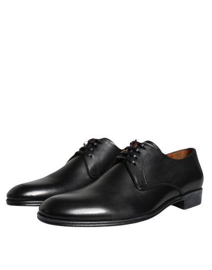 Dolce & Gabbana Black Leather Derby Formal Dress Shoes