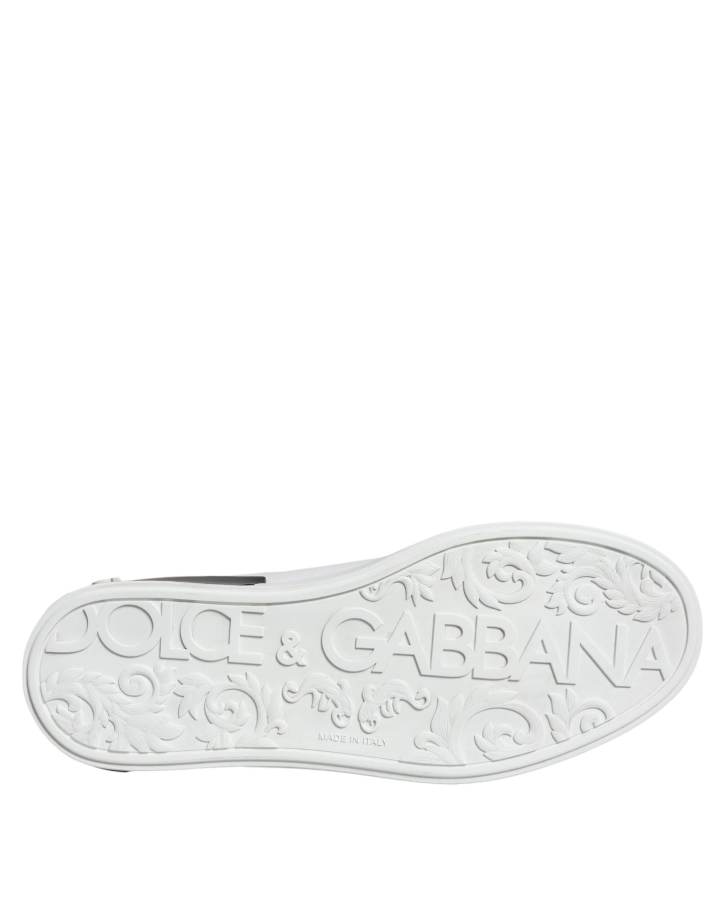 Dolce & Gabbana Black Leather Logo Portofino Sneaker Shoes