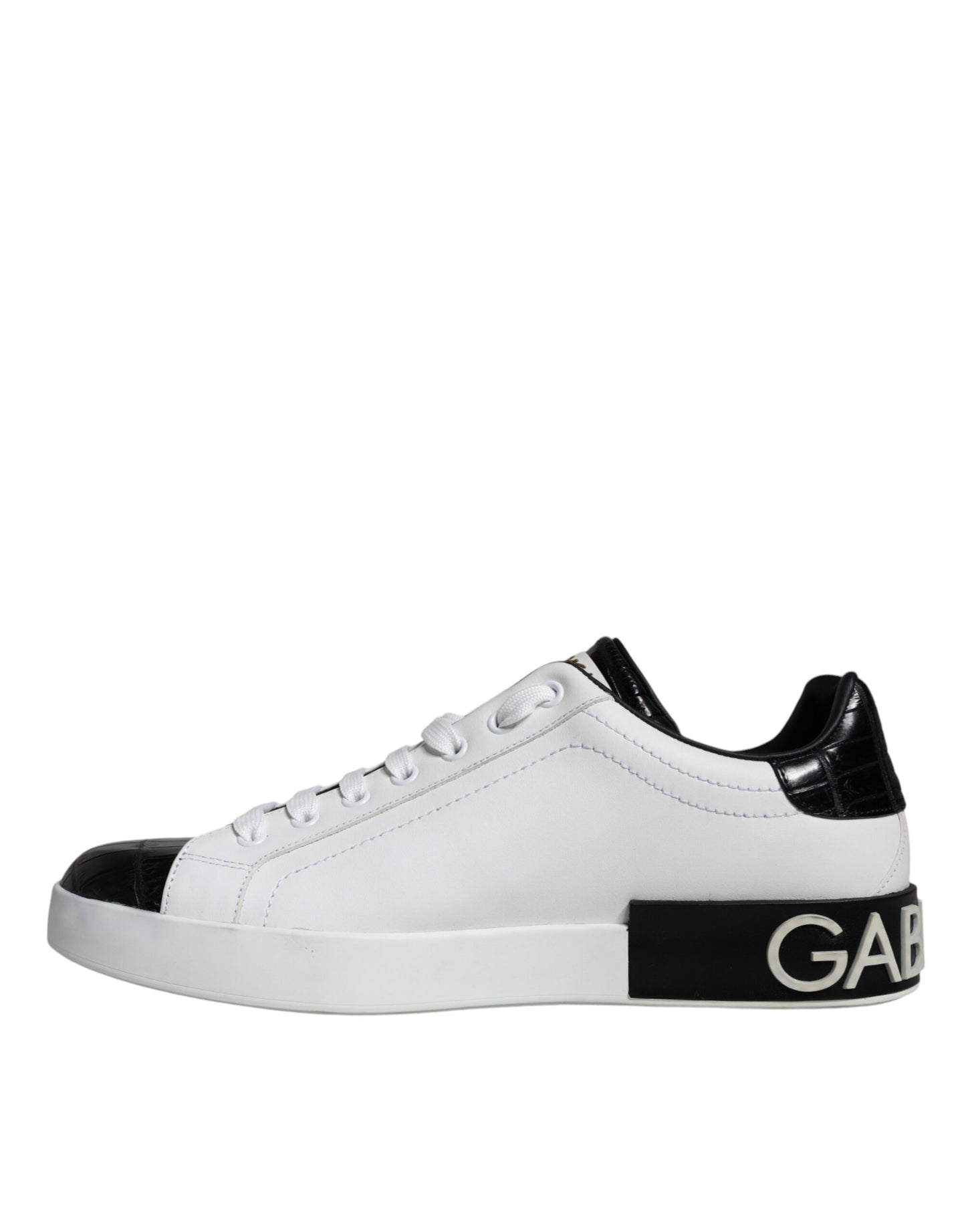 Dolce & Gabbana White Leather Logo Portofino Sneaker Shoes