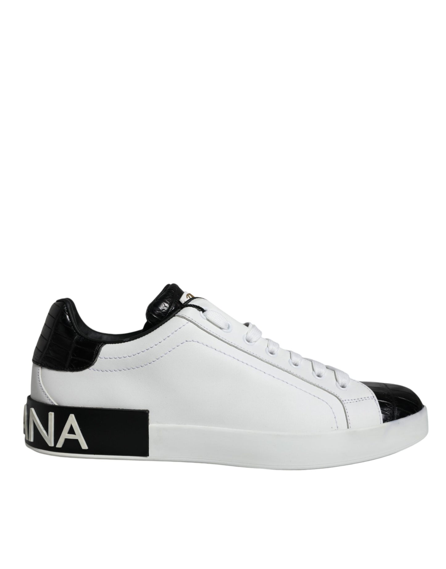 Dolce & Gabbana White Leather Logo Portofino Sneaker Shoes