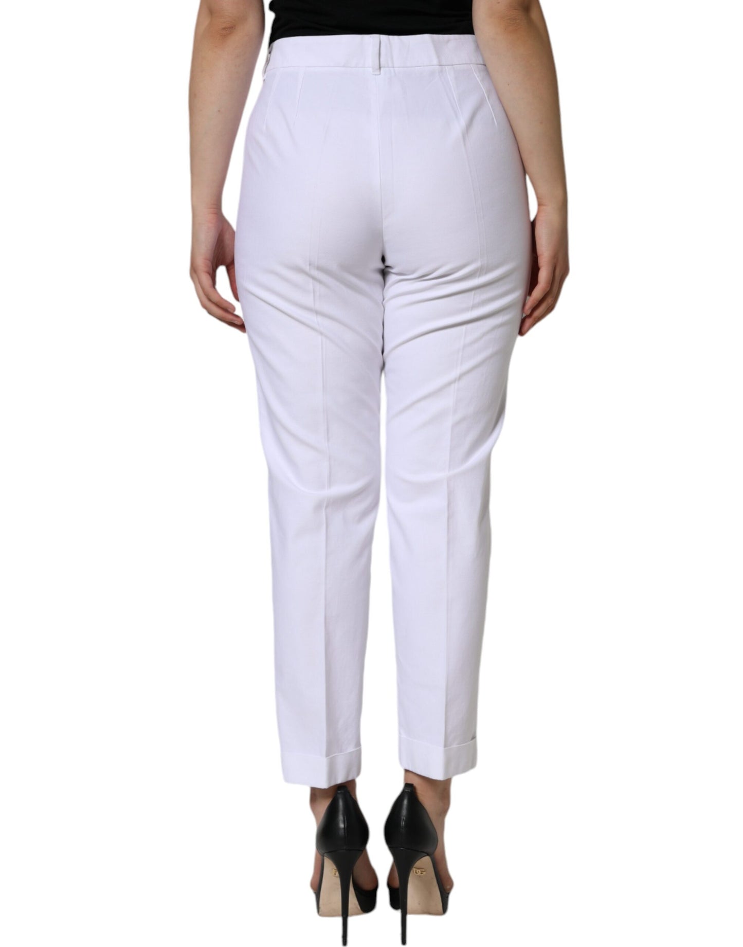 Dolce & Gabbana White Cotton Stretch Tapered Pants