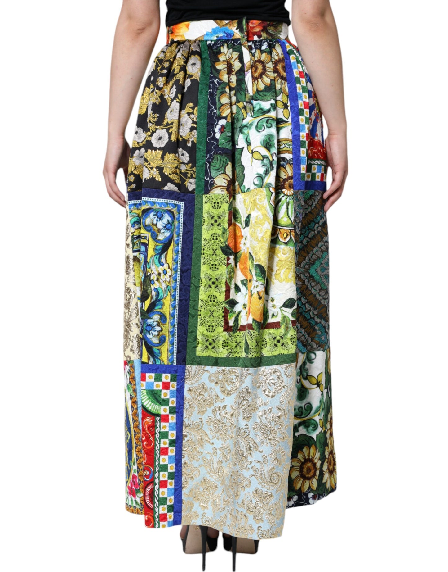 Dolce & Gabbana Multicolor Patchwork Sicily Long Maxi Skirt