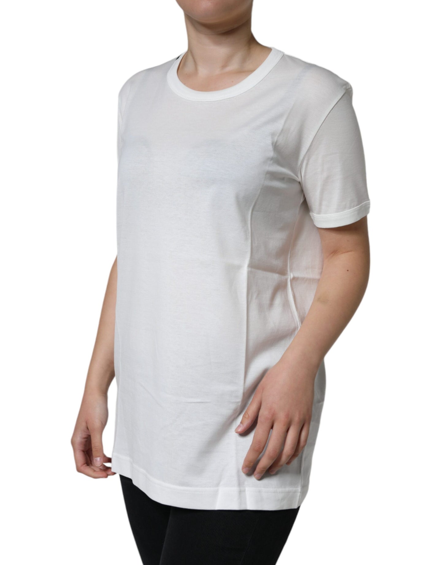 Dolce & Gabbana White Cotton Crew Neck Short Sleeve T-shirt