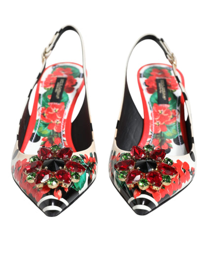 Dolce & Gabbana Multicolor Crystal Heels Slingback Shoes