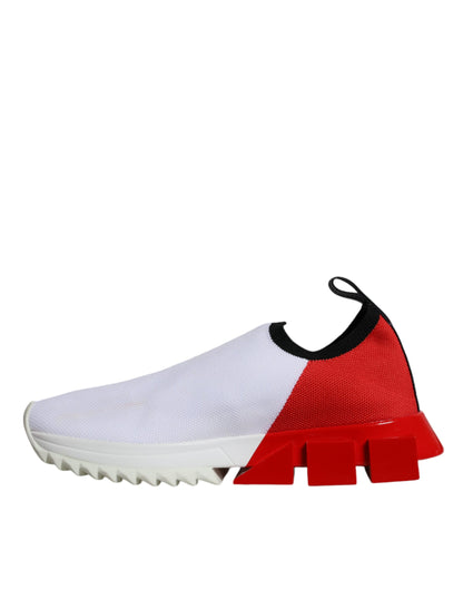 Dolce & Gabbana White Red Low Top Sorrento Men Sneakers Shoes