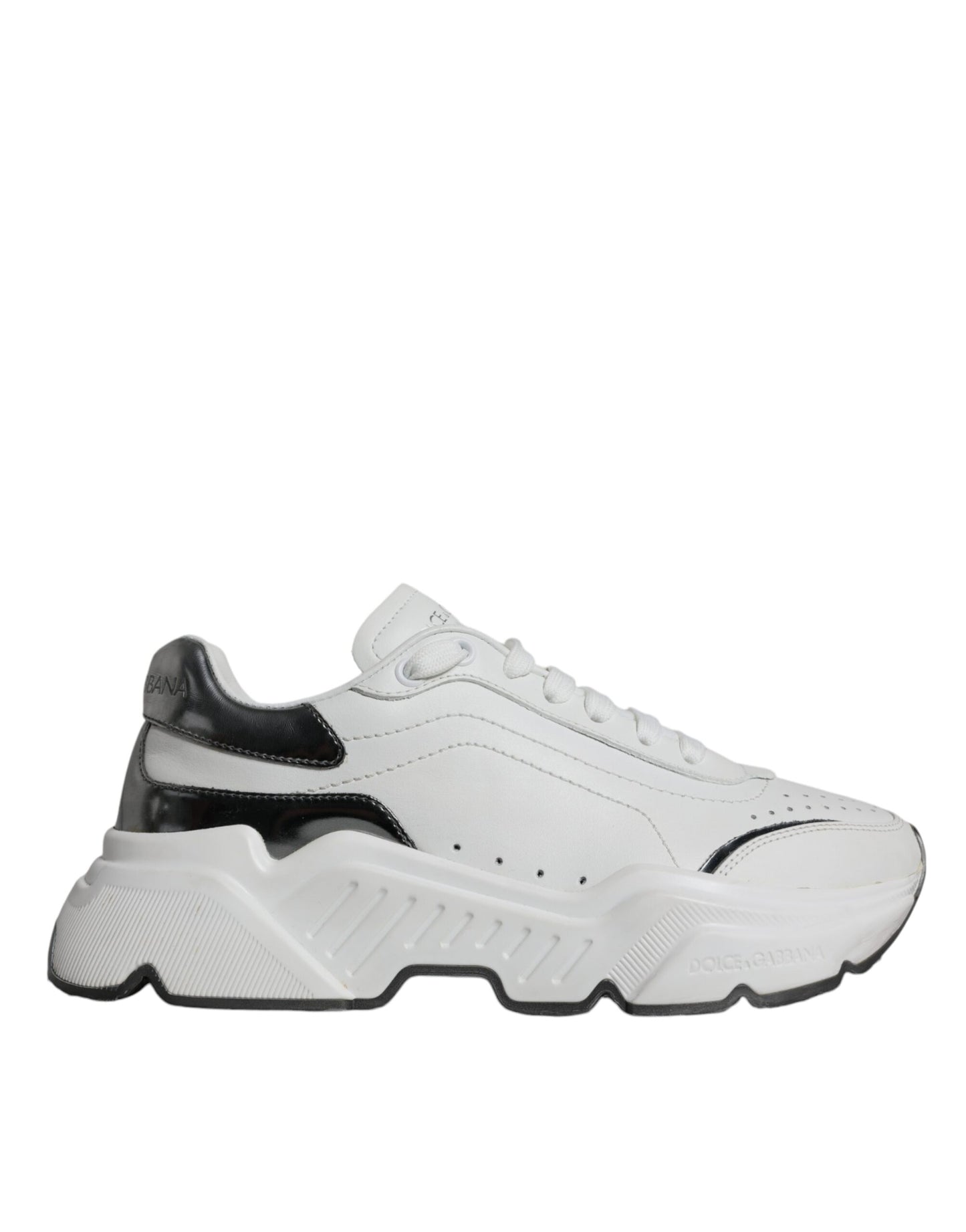 Dolce & Gabbana Silver White Daymaster Low Top Sneakers Shoes