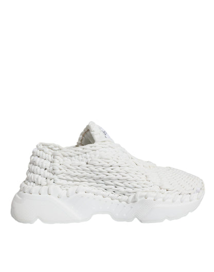 Dolce & Gabbana White Knitted Daymaster Sneakers Shoes