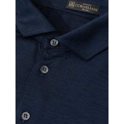 Corneliani Blue Wool Vergine Polo Shirt