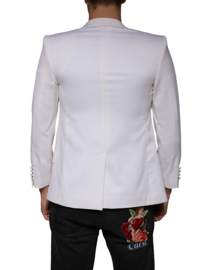 Dolce & Gabbana Off White Wool Single Breasted Dress Blazer