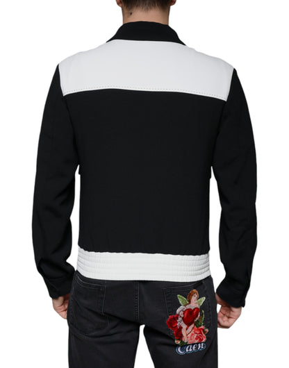 Dolce & Gabbana Black White DG Crown Full Zip Blouson Jacket