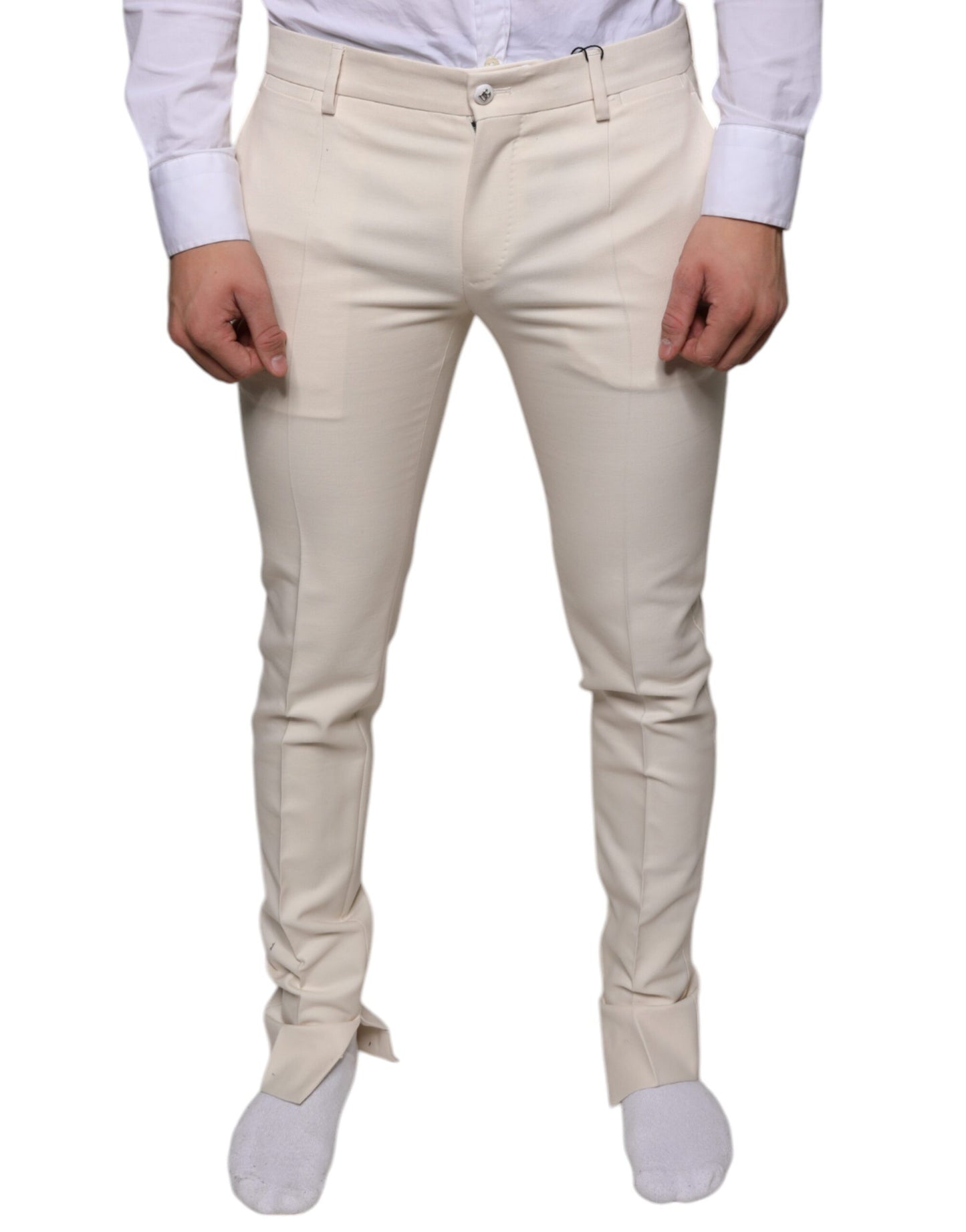 Dolce & Gabbana Off White Chino Wool Skinny Pants