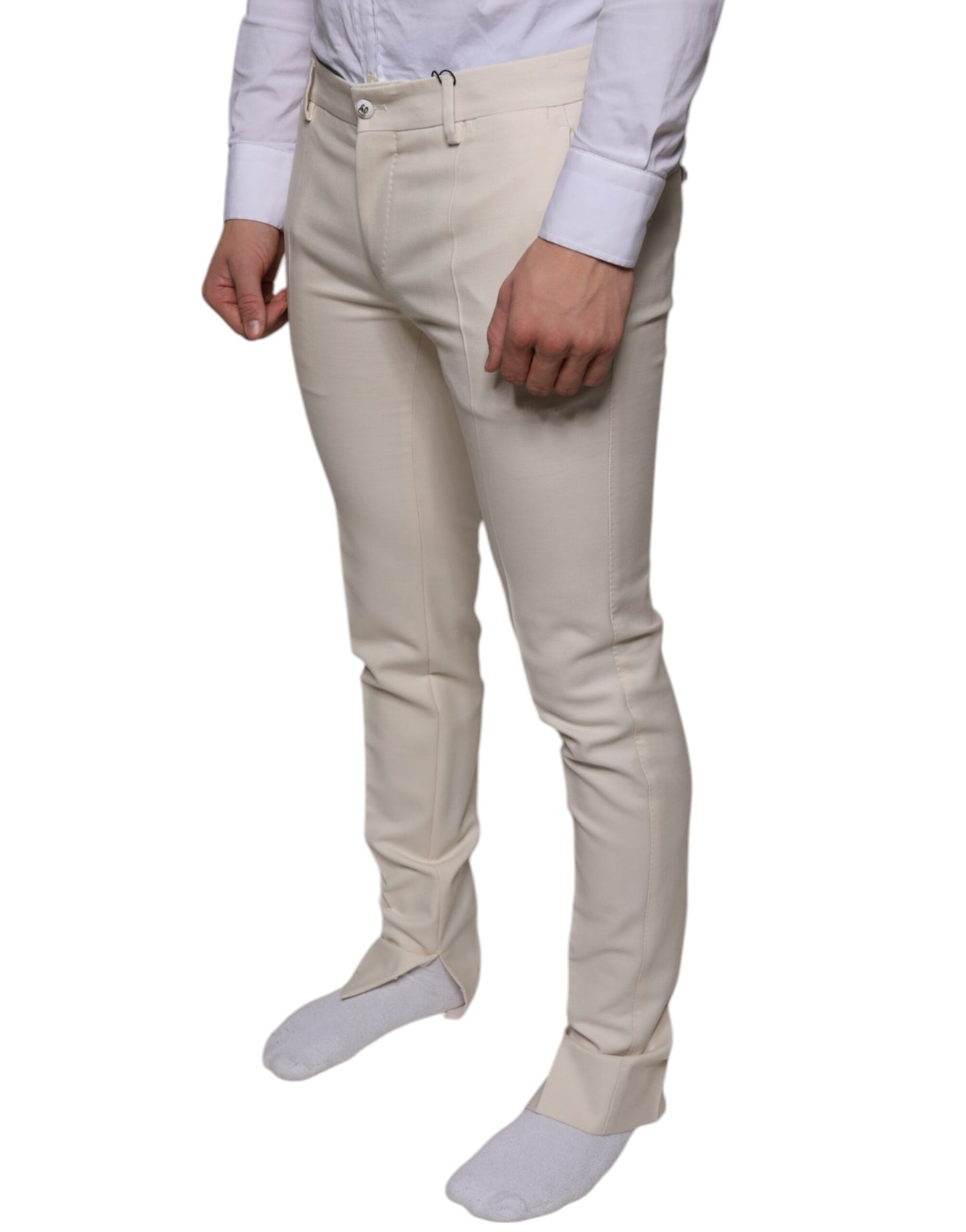 Dolce & Gabbana Off White Chino Wool Skinny Pants