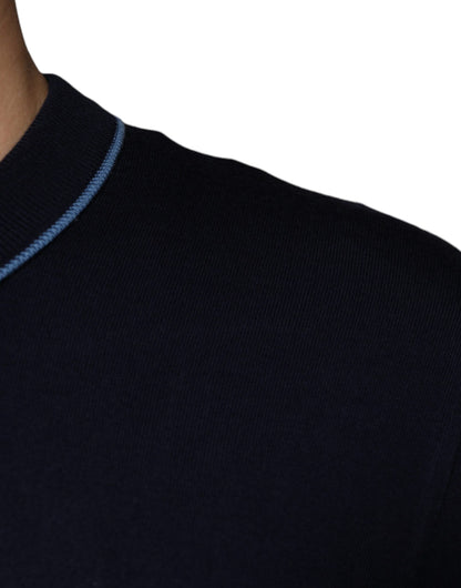 Dolce & Gabbana Dark Blue Wool Crew Neck Men Pullover Sweater