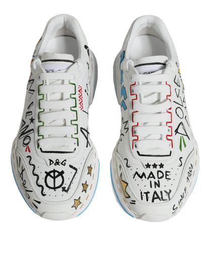 Dolce & Gabbana White Daymaster Hand Painted Sneakers Shoes