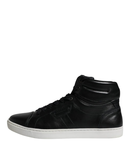 Dolce & Gabbana Black Leather High Top Men Sneakers Shoes