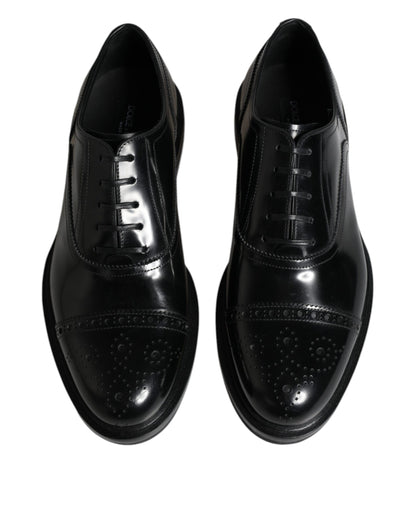 Dolce & Gabbana Black Leather Oxford Wingtip Men Formal Shoes