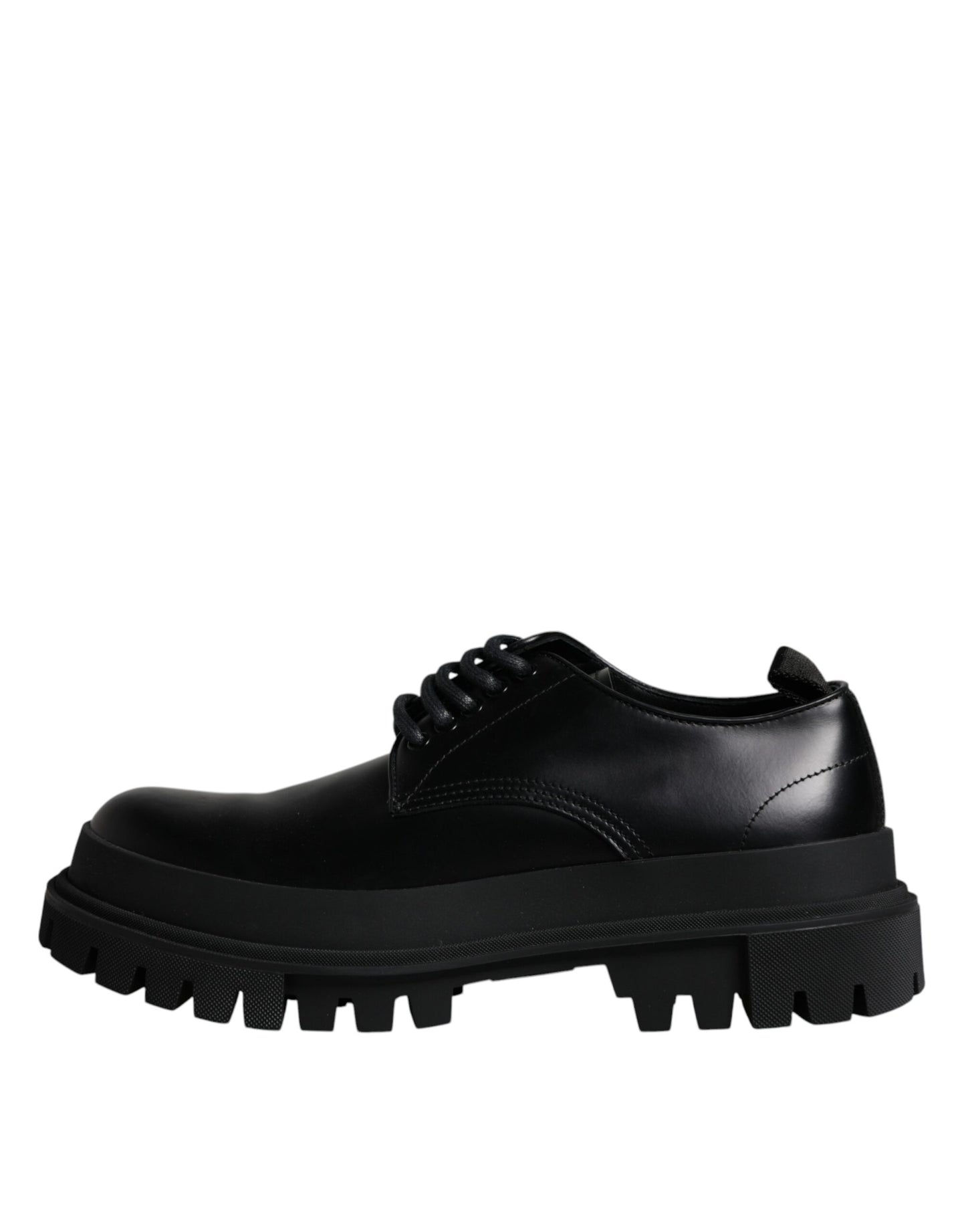 Dolce & Gabbana Black Leather Lace Up Trekking Dress Shoes