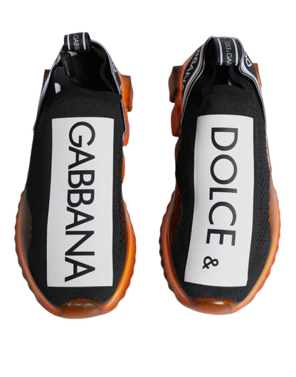 Dolce & Gabbana Black Orange Sorrento Slip On Sneakers Shoes