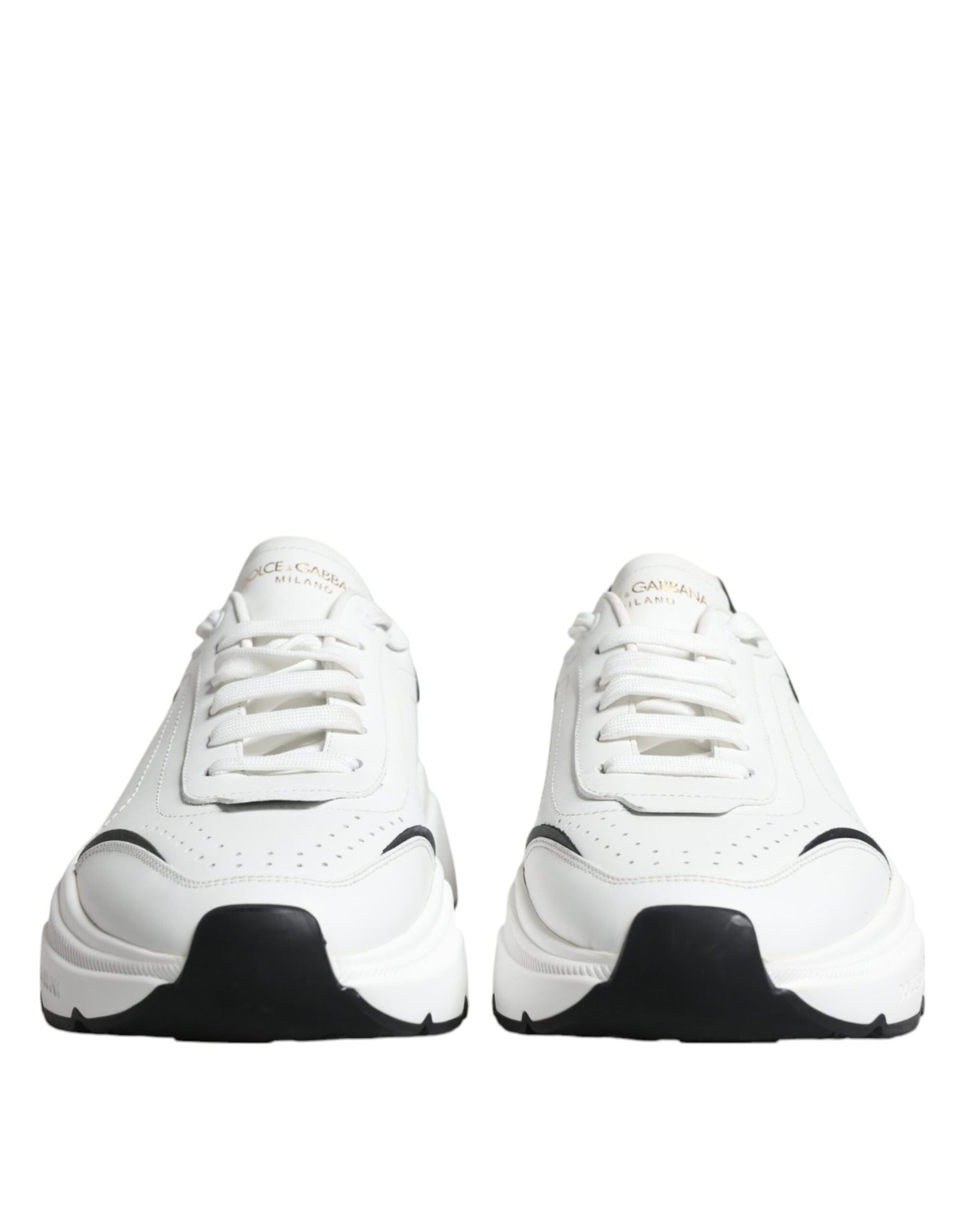 Dolce & Gabbana White Black DAYMASTER Leather Sneakers Shoes