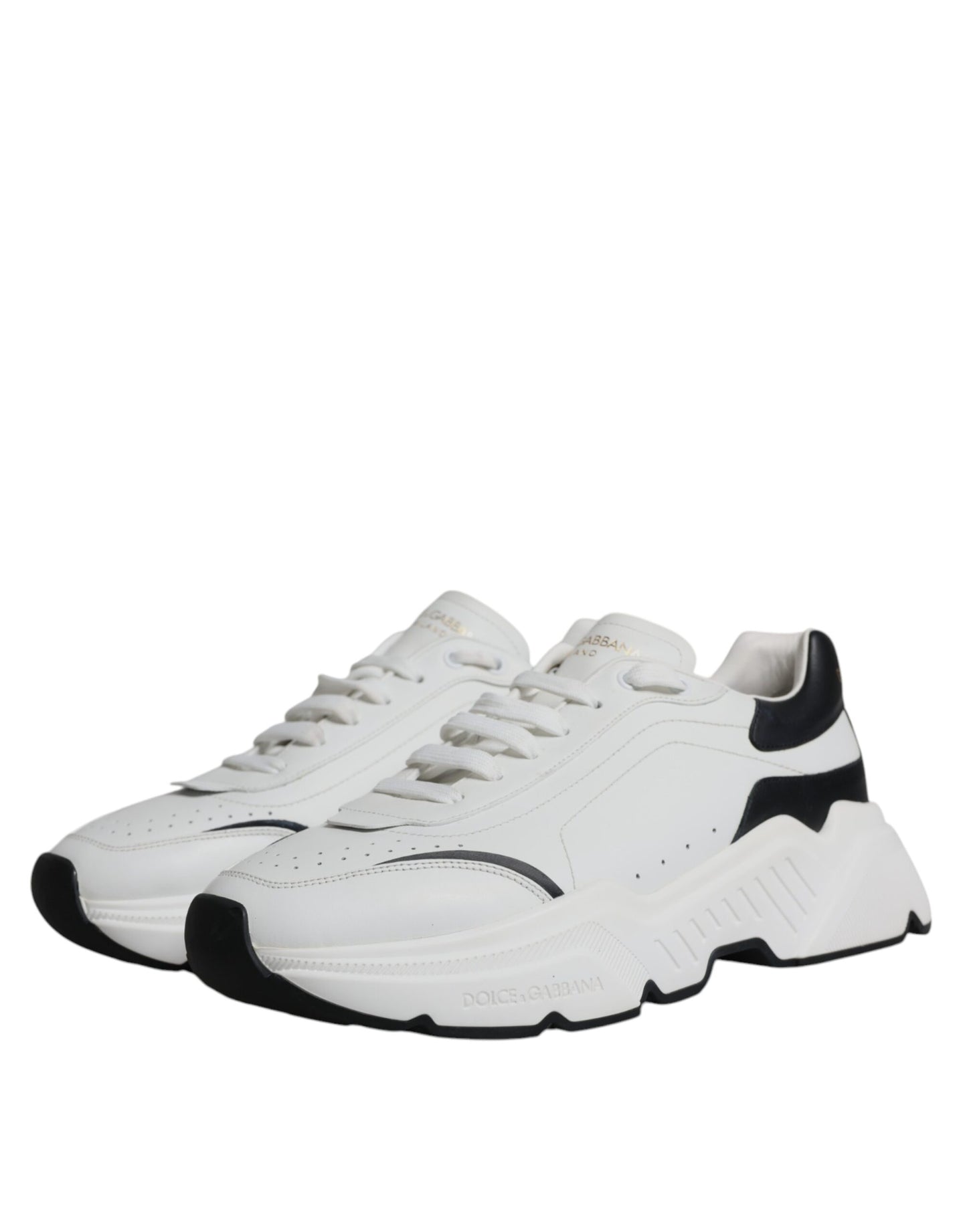 Dolce & Gabbana White Black DAYMASTER Leather Sneakers Shoes