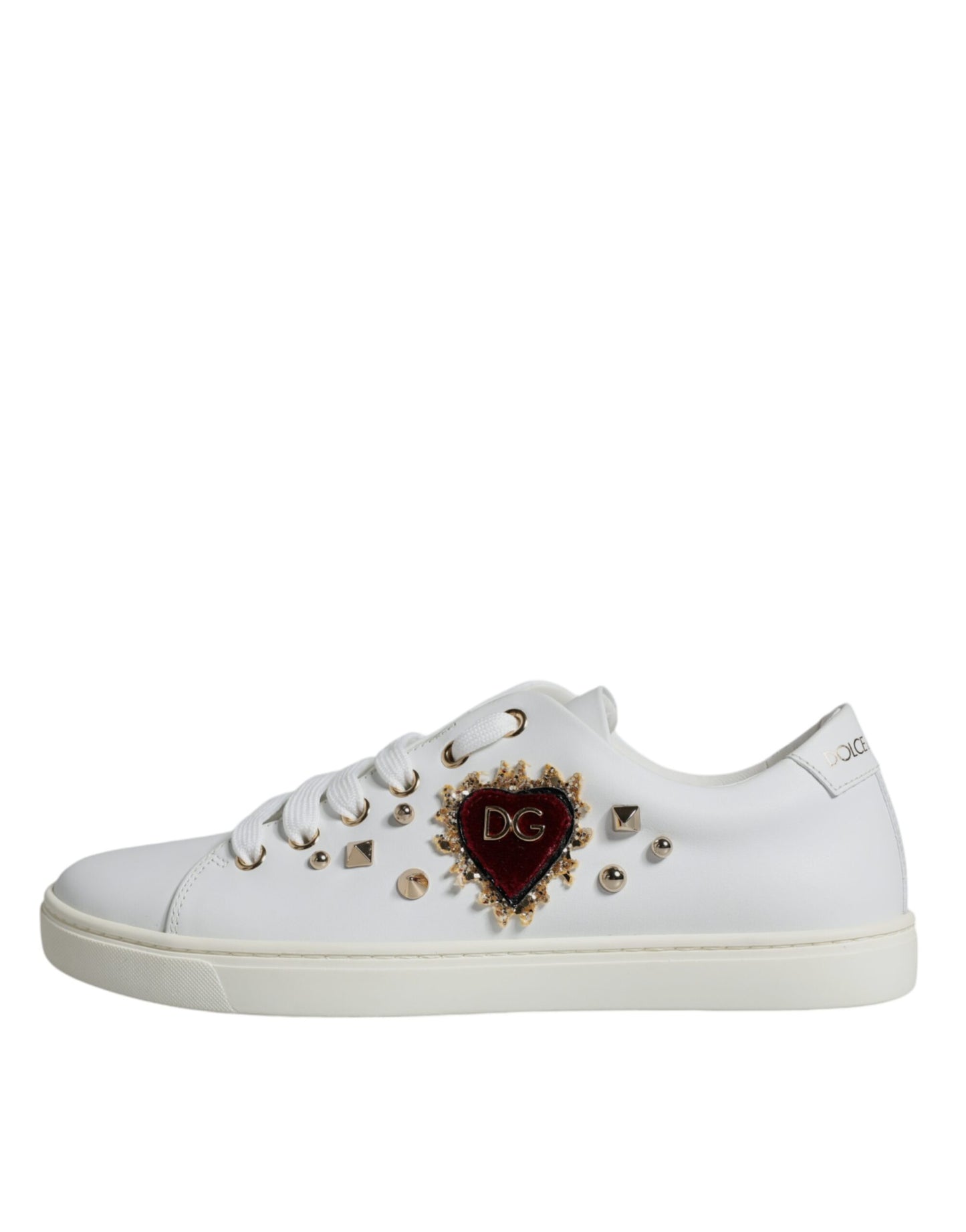 Dolce & Gabbana White Portofino Sacred Heart Sneakers Shoes