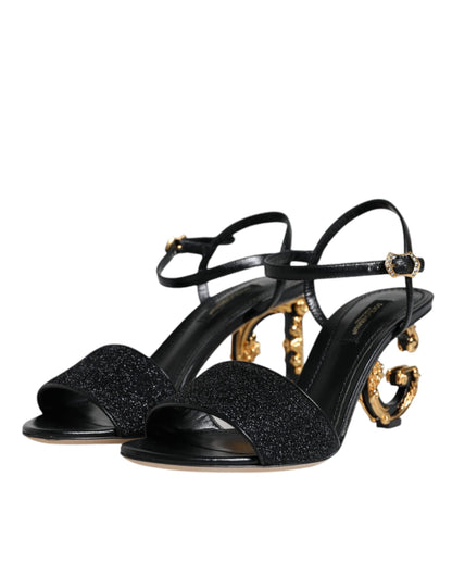 Dolce & Gabbana Black KEIRA Heels Ankle Strap Sandals Shoes