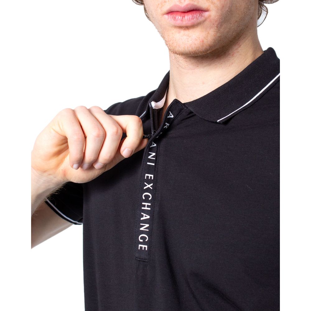 Armani Exchange Black Cotton Polo Shirt