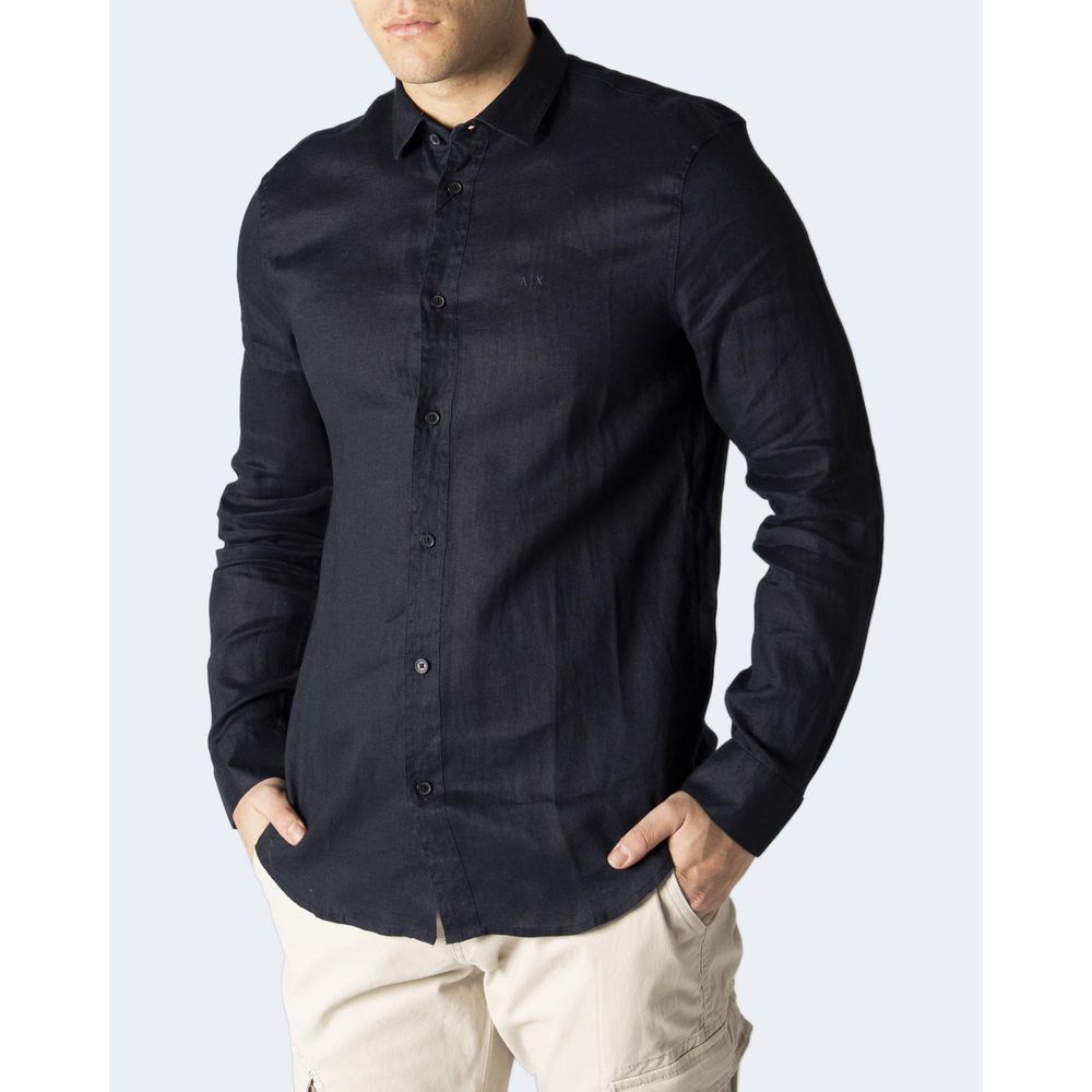 Armani Exchange Blue Linen Shirt