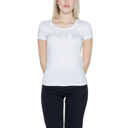 EA7 Emporio Armani Cream Cotton Tops & T-Shirt