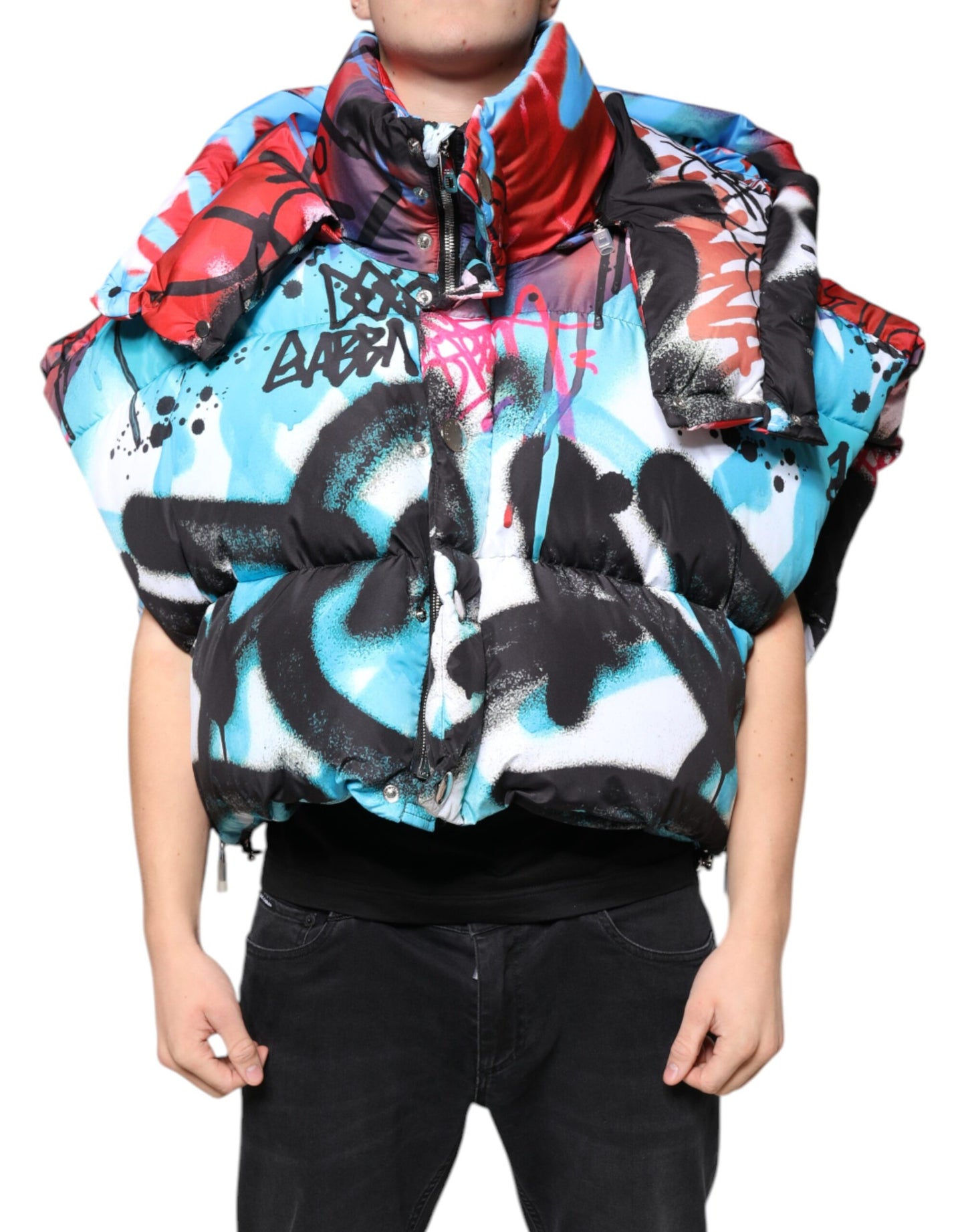 Dolce & Gabbana Multicolor Graffiti Hooded Windbreaker Jacket