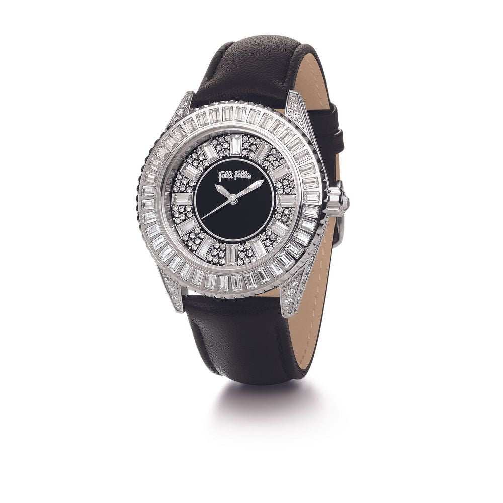 Folli Follie Black Leather Watch