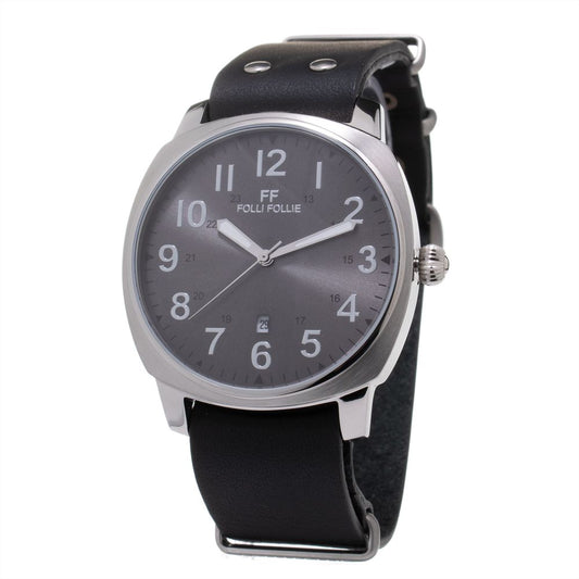 Folli Follie Black Leather Watch