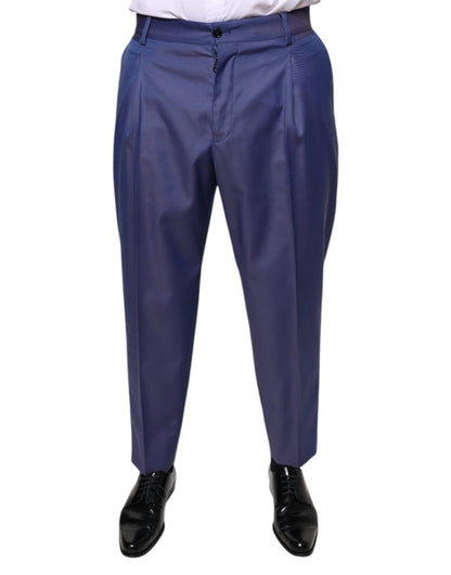 Dolce & Gabbana Blue Wool Tapered Formal Dress Pants