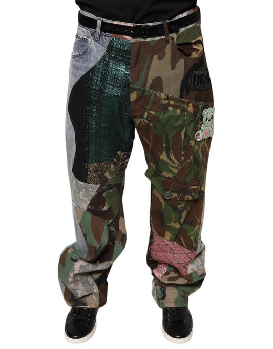 Dolce & Gabbana Multicolor Patchwork Camouflage Denim Jeans