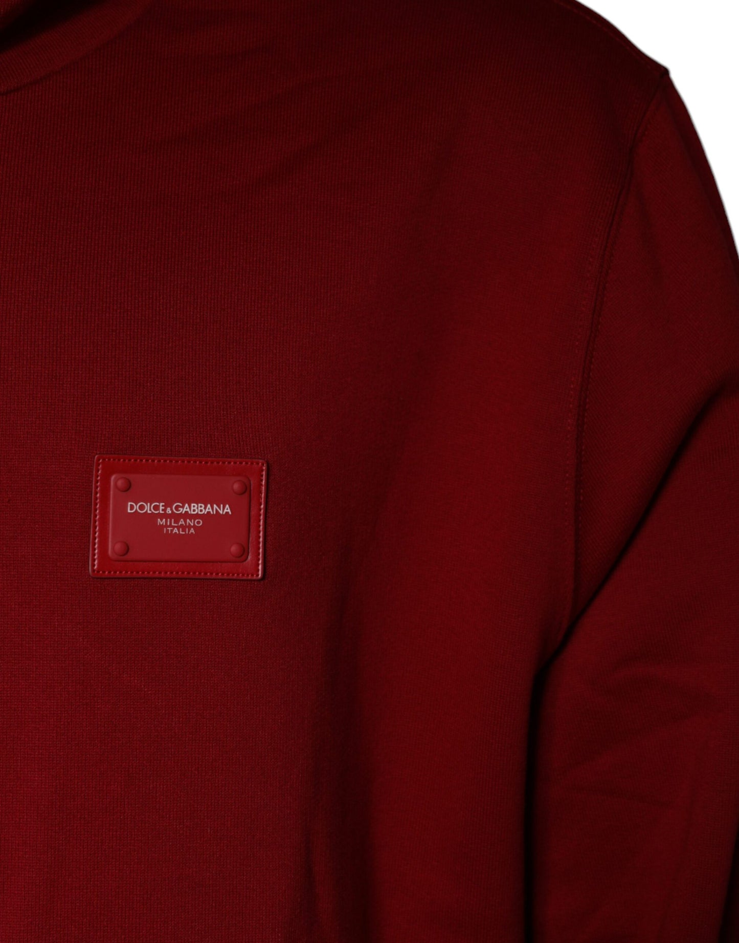 Dolce & Gabbana Red Logo Plaque Hooded Sweatshirt Sweater