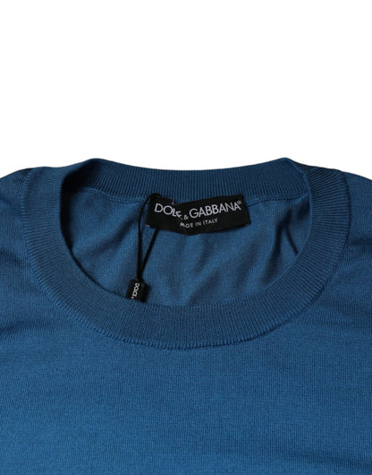 Dolce & Gabbana Blue Long Sleeve Crew Neck Pullover Sweater