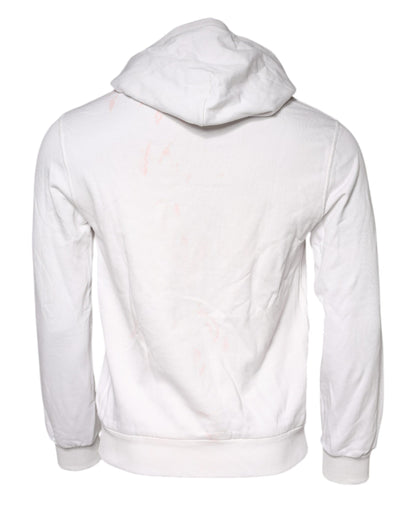 Dolce & Gabbana White Caesar Cotton Hooded Pullover Sweater