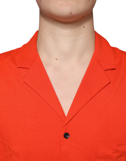 Dolce & Gabbana Orange Cotton Button Down Casual Polo Shirt